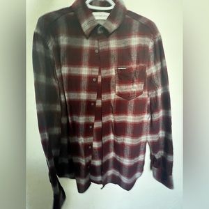 calvin klein dark red button up flannel
